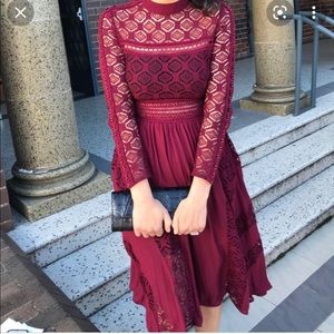 BNWT self portrait burgundy lace symm dress